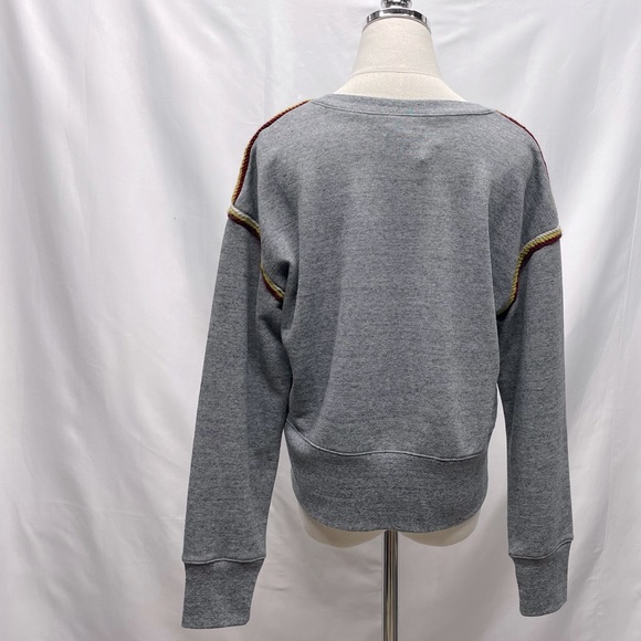 Madewell Embroidered-Trim Crop Sweatshirt Grey Sz Medium - Picture 6 of 12